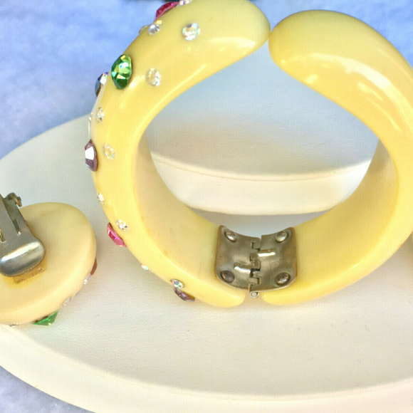 SOLD Weiss rhinestone clamper bracelet earrings - Picture 2 of 8